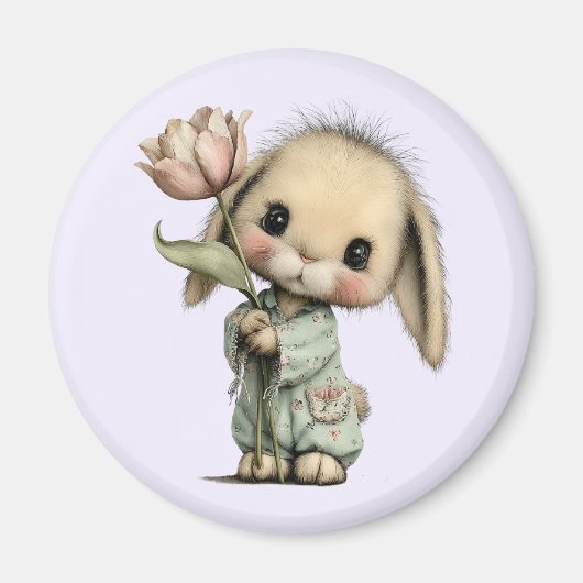 Schattig Konijn met een Tulp Magneet (Voorkant)