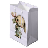 Schattig Konijn met een Tulp Medium Cadeauzakje (Achterkant Gekanteld)