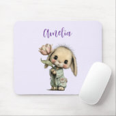 Schattig Konijn met een Tulp Muismat (Met muis)