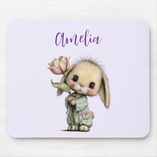 Schattig Konijn met een Tulp Muismat (Voorkant)