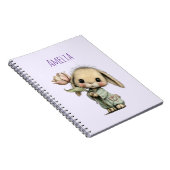Schattig Konijn met een Tulp Notitieboek (Rechterzijde)