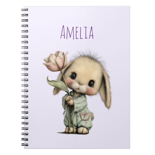 Schattig Konijn met een Tulp Notitieboek (Voorkant)
