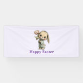 Schattig Konijn met een Tulp Paasfeest Spandoek (Horizontaal)