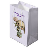 Schattig Konijn met een Tulp Pasen Medium Cadeauzakje (Voorkant Gekanteld)