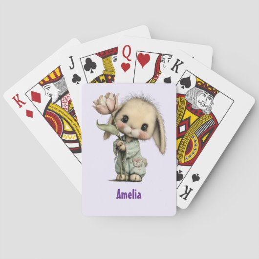 Schattig Konijn met een Tulp Pokerkaarten (Achterkant)