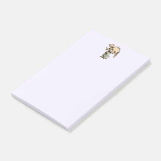 Schattig Konijn met een Tulp Post-it® Notes (Schuin)