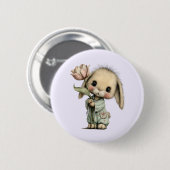 Schattig Konijn met een Tulp Ronde Button 5,7 Cm (Voorkant /achterkant)