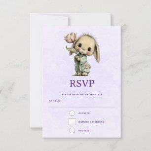 Schattig Konijn met een Tulp RSVP Kaartje