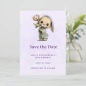 Schattig Konijn met een Tulp Save The Date (Staand voorkant)