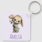 Schattig Konijn met een Tulp Sleutelhanger (Achterkant)