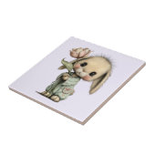 Schattig Konijn met een Tulp Tegeltje (Zijkant)