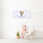Schattig Konijn met een Tulp Verjaardag Spandoek (Insitu)