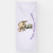 Schattig Konijn met een Tulp Verjaardag Spandoek (Verticaal)