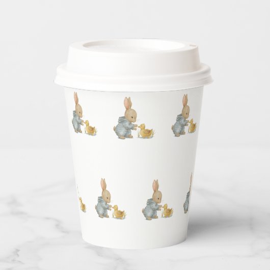 Schattig konijn met eend papieren bekers (Voorkant)