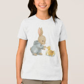 Schattig konijn met eend Tri-Blend shirt (Voorkant)
