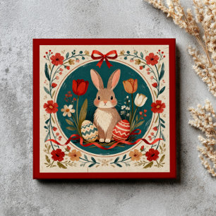 Schattig konijn met eieren & bloemen Botanische Pa Tegeltje