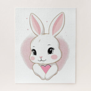 Schattig Konijn met Hart Romantisch Ontwerp Legpuzzel