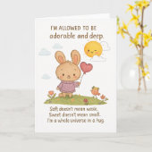 Schattig konijn met hartballon aanmoediging kaart (Gele Bloem)