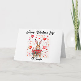 Schattig konijn met harten Valentijnskaart Kaart