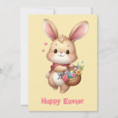 Schattig konijn met mand en gele sjaal feestdagenkaart (Voorkant)