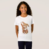 Schattig Konijn met Potlood Terug naar School Meis T-shirt (Voorkant volledig)