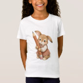 Schattig Konijn met Potlood Terug naar School Meis T-shirt (Voorkant)