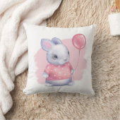 Schattig Konijn met Roze Ballon Kussen (Deken)