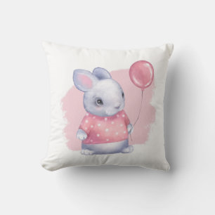 Schattig Konijn met Roze Ballon Kussen