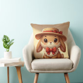Schattig konijn met strohoed kussen (Stoel)