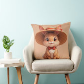 Schattig konijn met strohoed kussen (Stoel)