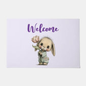 Schattig Konijn met Tulp Welkom Deurmat (Voorkant)