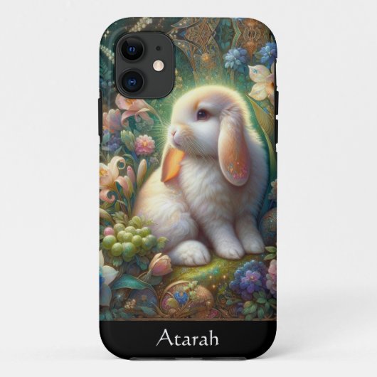 Schattig konijn met Waterverf bloesems Case-Mate iPhone Case (Achterkant)