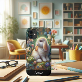 Schattig konijn met Waterverf bloesems Case-Mate iPhone Case