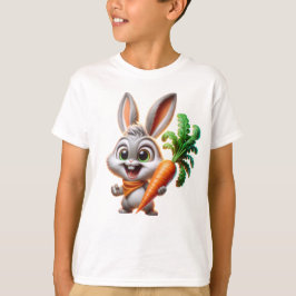 Schattig Konijn Met Wortel Gelukkige Kunst T-shirt