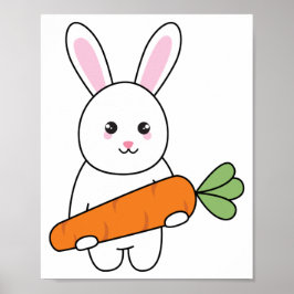 schattig konijn met wortel poster