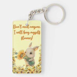 Schattig konijn met zonnebloem | Acrylsleutelhange Sleutelhanger