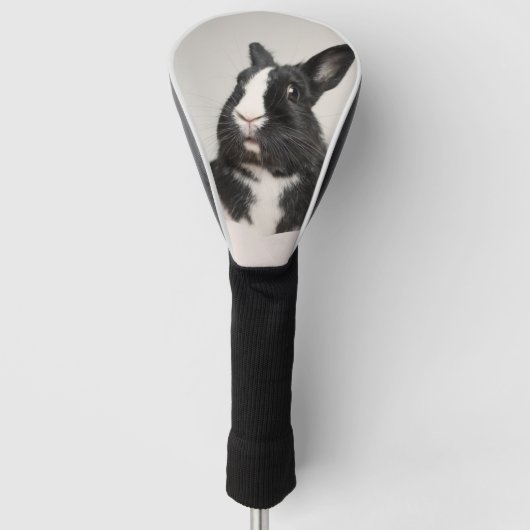 Schattig konijn met zwarte en witte bondsdolheid golfheadcover (Voorkant)