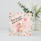 Schattig Konijn 'n Vlinder Kaart (Staand voorkant)
