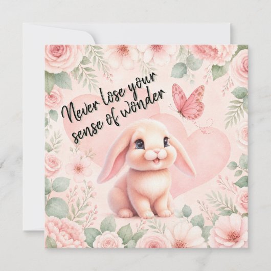 Schattig Konijn 'n Vlinder Kaart (Voorkant)
