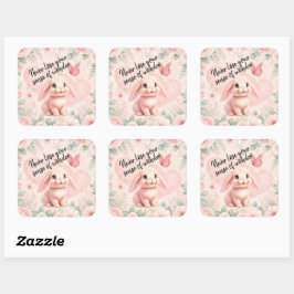 Schattig Konijn 'n Vlinder Magneet Vierkante Sticker