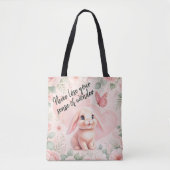 Schattig Konijn 'n Vlinder Tote Bag (Voorkant)