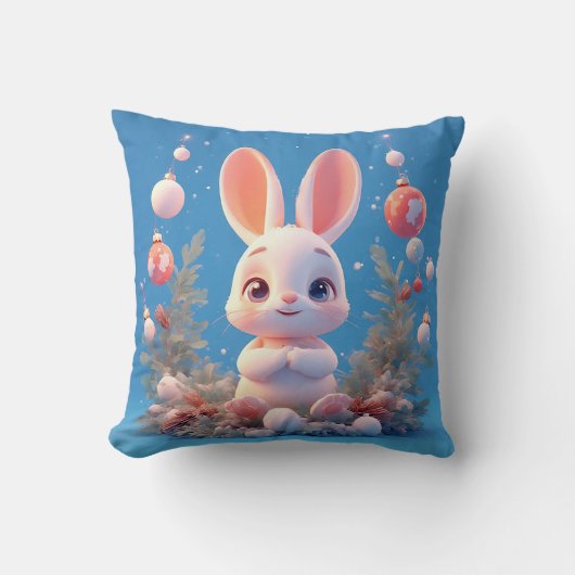 Schattig konijn omringd door decoraties kussen (Voorkant)