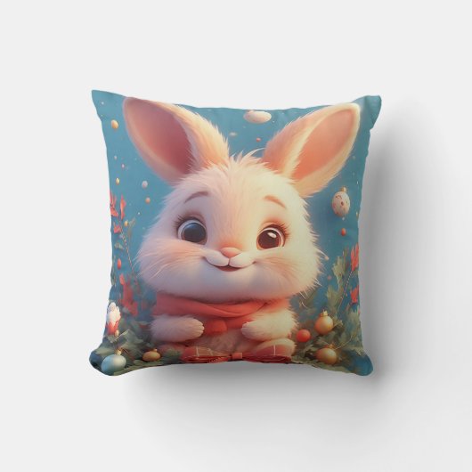 Schattig konijn omringd door decoraties kussen (Voorkant)
