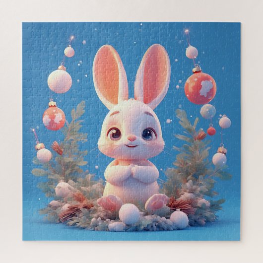 Schattig konijn omringd door decoraties legpuzzel (Verticaal)