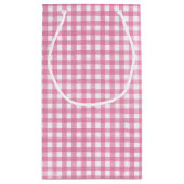 schattig konijn op roze gingham klein cadeauzakje (Achterkant)