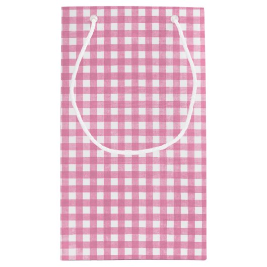 schattig konijn op roze gingham klein cadeauzakje (Achterkant)