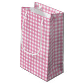 schattig konijn op roze gingham klein cadeauzakje (Achterkant Gekanteld)