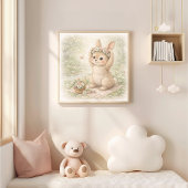 Schattig Konijn Picknick Bos Kind Poster