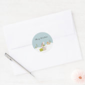 Schattig Konijn Prettig Kerstfeest Ronde Sticker (Envelop)