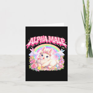 Schattig konijn regenboog bloemig grappig voor man kaart